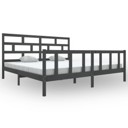 vidaXL Estructura de cama de madera maciza de pino gris 200x200 cm