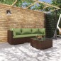 vidaXL Set muebles de jardín 4 piezas y cojines ratán sintético marrón vidaXL Set muebles de jardín 4 piezas y cojines ratán sintético marrón