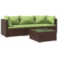 vidaXL Set muebles de jardín 4 piezas y cojines ratán sintético marrón vidaXL Set muebles de jardín 4 piezas y cojines ratán sintético marrón