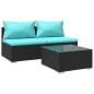 vidaXL Set de muebles de jardín 3 pzas y cojines ratán sintético negro