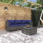 vidaXL Set de sofás de jardín 4 piezas y cojines ratán sintético gris vidaXL Set de sofás de jardín 4 piezas y cojines ratán sintético gris