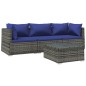 vidaXL Set de sofás de jardín 4 piezas y cojines ratán sintético gris vidaXL Set de sofás de jardín 4 piezas y cojines ratán sintético gris