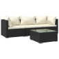 vidaXL Set de muebles de jardín 4 pzas y cojines ratán sintético negro vidaXL Set de muebles de jardín 4 pzas y cojines ratán sintético negro