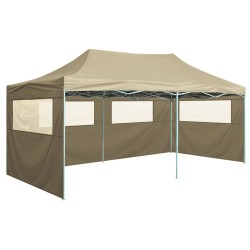 vidaXL Carpa plegable profesional con 4 paredes acero color crema 3x6m