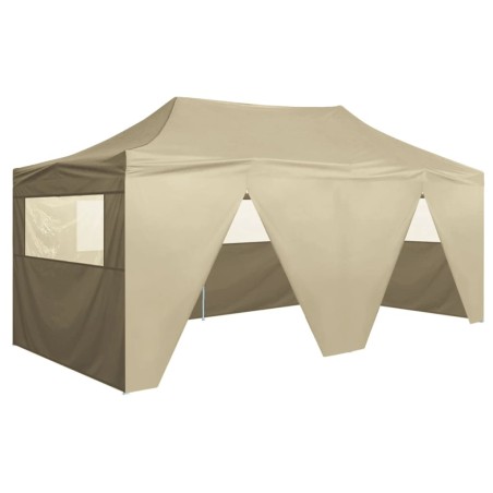 vidaXL Carpa plegable profesional con 4 paredes acero color crema 3x6m