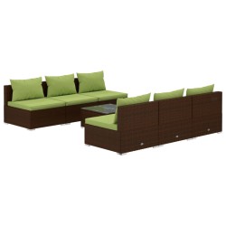 vidaXL Set muebles de jardín 7 piezas y cojines ratán sintético marrón
