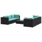 vidaXL Set de muebles de jardín y cojines 7 pzas ratán sintético negro vidaXL Set de muebles de jardín y cojines 7 pzas ratán sintético negro