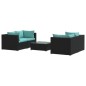 vidaXL Set de muebles de jardín 5 pzas y cojines ratán sintético negro vidaXL Set de muebles de jardín 5 pzas y cojines ratán sintético negro