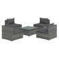 vidaXL Set de sofás de jardín 5 piezas y cojines ratán sintético gris vidaXL Set de sofás de jardín 5 piezas y cojines ratán sintético gris