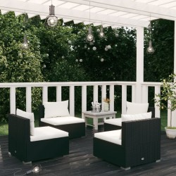 vidaXL Set de muebles de jardín 4 pzas y cojines ratán sintético negro