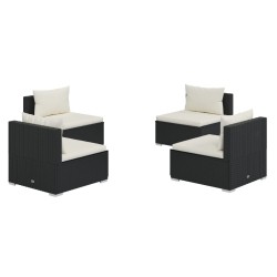 vidaXL Set de muebles de jardín 4 pzas y cojines ratán sintético negro