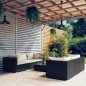 vidaXL Set de muebles de jardín y cojines 7 pzas ratán sintético negro vidaXL Set de muebles de jardín y cojines 7 pzas ratán sintético negro
