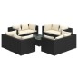 vidaXL Set de muebles de jardín 9 pzas y cojines ratán sintético negro