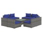 vidaXL Set de muebles de jardín 9 pzas y cojines ratán sintético gris vidaXL Set de muebles de jardín 9 pzas y cojines ratán sintético gris