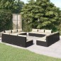 vidaXL Set de sofás de jardín 12 pzas cojines ratán sintético negro vidaXL Set de sofás de jardín 12 pzas cojines ratán sintético negro