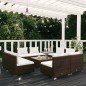 vidaXL Set muebles de jardín 9 piezas y cojines ratán sintético marrón vidaXL Set muebles de jardín 9 piezas y cojines ratán sintético marrón