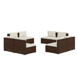 vidaXL Set sofás de jardín 8 piezas y cojines ratán sintético marrón