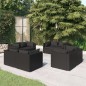 vidaXL Set de muebles de jardín 8 pzas y cojines ratán sintético negro vidaXL Set de muebles de jardín 8 pzas y cojines ratán sintético negro