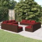 vidaXL Set muebles de jardín y cojines 12 pzas ratán sintético marrón vidaXL Set muebles de jardín y cojines 12 pzas ratán sintético marrón