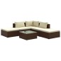 vidaXL Set muebles de jardín 6 piezas y cojines ratán sintético marrón