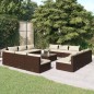 vidaXL Set muebles de jardín 13 pzas y cojines ratán sintético marrón vidaXL Set muebles de jardín 13 pzas y cojines ratán sintético marrón