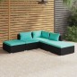 vidaXL Set de muebles de jardín 5 pzas y cojines ratán sintético negro vidaXL Set de muebles de jardín 5 pzas y cojines ratán sintético negro