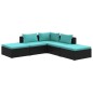 vidaXL Set de muebles de jardín 5 pzas y cojines ratán sintético negro vidaXL Set de muebles de jardín 5 pzas y cojines ratán sintético negro