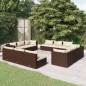 vidaXL Set muebles de jardín y cojines 12 pzas ratán sintético marrón vidaXL Set muebles de jardín y cojines 12 pzas ratán sintético marrón