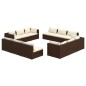 vidaXL Set muebles de jardín y cojines 12 pzas ratán sintético marrón vidaXL Set muebles de jardín y cojines 12 pzas ratán sintético marrón