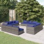 vidaXL Set de muebles de jardín 12 pzas cojines ratán sintético gris vidaXL Set de muebles de jardín 12 pzas cojines ratán sintético gris