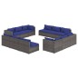 vidaXL Set de muebles de jardín 12 pzas cojines ratán sintético gris vidaXL Set de muebles de jardín 12 pzas cojines ratán sintético gris