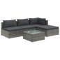 vidaXL Set de muebles de jardín 5 pzas y cojines ratán sintético gris vidaXL Set de muebles de jardín 5 pzas y cojines ratán sintético gris