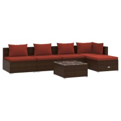 vidaXL Set muebles de jardín 6 piezas y cojines ratán sintético marrón