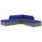 vidaXL Set de sofás de jardín 5 piezas y cojines ratán sintético gris vidaXL Set de sofás de jardín 5 piezas y cojines ratán sintético gris