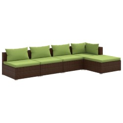 vidaXL Set sofás de jardín 5 piezas y cojines ratán sintético marrón