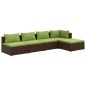 vidaXL Set sofás de jardín 5 piezas y cojines ratán sintético marrón vidaXL Set sofás de jardín 5 piezas y cojines ratán sintético marrón