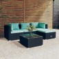 vidaXL Set de muebles de jardín 5 pzas y cojines ratán sintético negro vidaXL Set de muebles de jardín 5 pzas y cojines ratán sintético negro