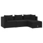 vidaXL Set de muebles de jardín 4 pzas y cojines ratán sintético negro vidaXL Set de muebles de jardín 4 pzas y cojines ratán sintético negro
