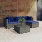 vidaXL Set de sofás de jardín 5 piezas y cojines ratán sintético gris vidaXL Set de sofás de jardín 5 piezas y cojines ratán sintético gris