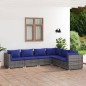 vidaXL Set de sofás de jardín 6 piezas y cojines ratán sintético gris vidaXL Set de sofás de jardín 6 piezas y cojines ratán sintético gris