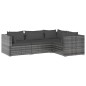 vidaXL Set muebles de jardín 4 piezas y cojines ratán sintético gris vidaXL Set muebles de jardín 4 piezas y cojines ratán sintético gris