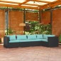 vidaXL Set de muebles de jardín 5 pzas y cojines ratán sintético negro vidaXL Set de muebles de jardín 5 pzas y cojines ratán sintético negro