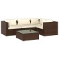 vidaXL Set muebles de jardín 5 piezas y cojines ratán sintético marrón vidaXL Set muebles de jardín 5 piezas y cojines ratán sintético marrón
