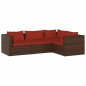 vidaXL Set muebles de jardín 4 piezas y cojines ratán sintético marrón vidaXL Set muebles de jardín 4 piezas y cojines ratán sintético marrón