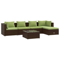 vidaXL Set muebles de jardín 6 piezas y cojines ratán sintético marrón