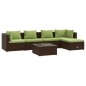 vidaXL Set muebles de jardín 6 piezas y cojines ratán sintético marrón vidaXL Set muebles de jardín 6 piezas y cojines ratán sintético marrón