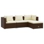 vidaXL Set muebles de jardín 4 piezas y cojines ratán sintético marrón vidaXL Set muebles de jardín 4 piezas y cojines ratán sintético marrón