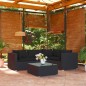 vidaXL Set de muebles de jardín 5 pzas y cojines ratán sintético negro