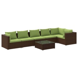 vidaXL Set muebles de jardín 7 piezas y cojines ratán sintético marrón
