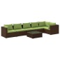 vidaXL Set muebles de jardín 7 piezas y cojines ratán sintético marrón vidaXL Set muebles de jardín 7 piezas y cojines ratán sintético marrón
